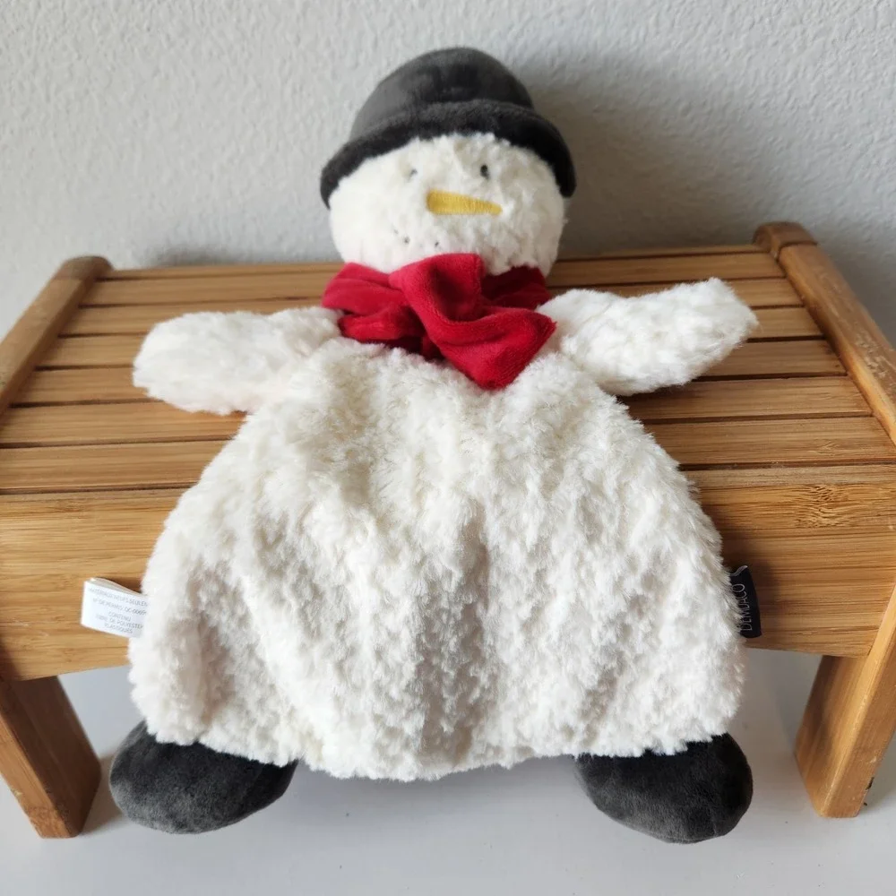 Demdaco‎ Christmas Snowman Lovey Security Blanket Rattle Soft Plush Embroidery